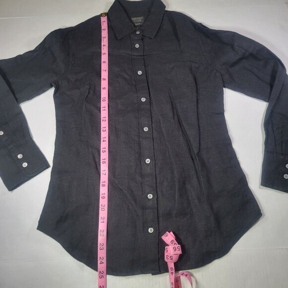 J.Crew Baird McNutt Petite Black Irish Linen Long-Sleeve Button-Down Shirt Sz S - Picture 4 of 8